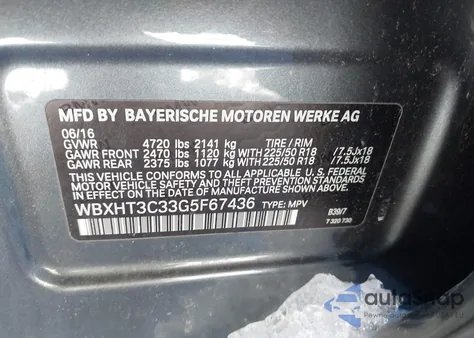 2016 BMW X1 xDrive28I z USA, uszkodzony, nr VIN WBXHT3C33G5F67436